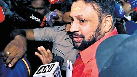 Thantri Kandararu Rajeevaru being taken to the Thiruvananthapuram General Hospital for medical checkup on Friday 