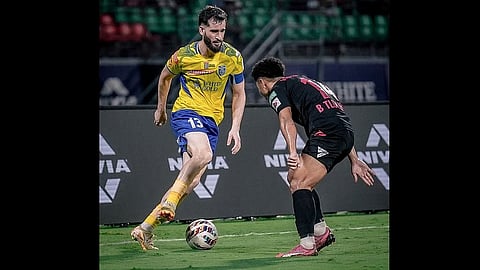 The only good attempt from the home side in the first half was a freekick by Spanish forward Victor Bertomeu that was punched out by the goalkeeper. 