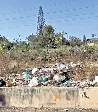 Garbage dumped near the entrance of the RUB in Babusapalaya 