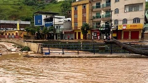 Handout picture released by the Minas Gerais Fire Department of a street covered by mud after heavy rains in Juiz de Fora, Minas Gerais state, Brazil on February 24, 2026.