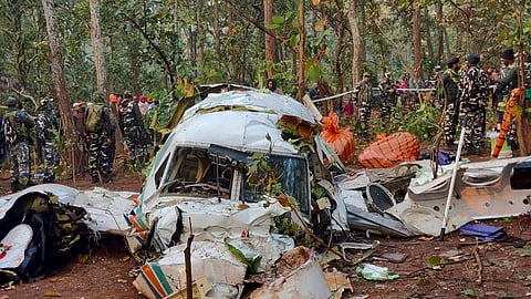 Air ambulance that crashed in Jharkhand on February 23, 2026.
