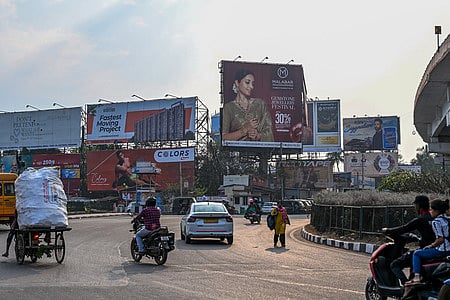 Advertising hoardings at Rasulgarh Square in Bhubaneswar.