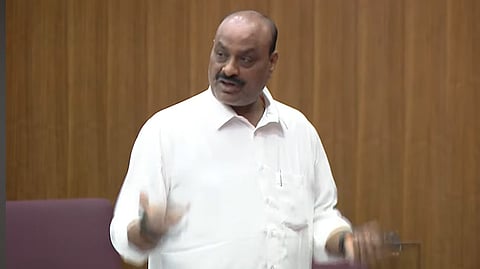 Minister Kinjarapu Atchannaidu during the council session on Wednesday. 