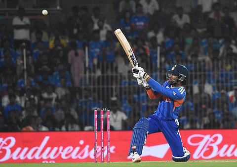 Tilak Varma in action on Thursday