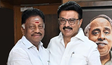 O Paneerselvam with DMK president MK Stalin.