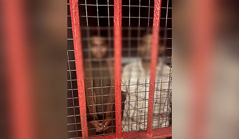 The two accused, Suraj Gupta (22) and Amrit Vishwakarma (21) in police custody.