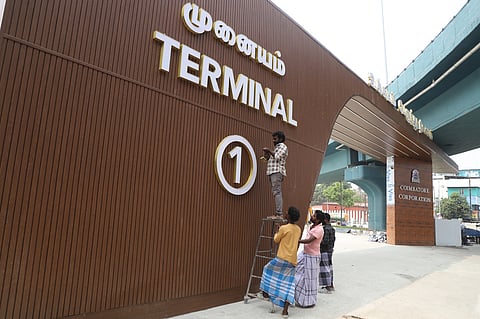 The Coimbatore City Municipal Corporation (CCMC) has almost finished all the major works in the Ukkadam bus terminus that are being carried out in the city.