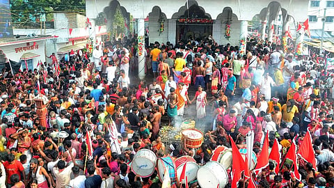 People take part in the annual Matua Mela at Thakurnagar, in West Bengal, on March 27, 2025. The Matua movement represents one of the most significant socio-religious movements in modern Bengal. 