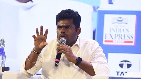 Former Tamil Nadu BJP President K Annamalai speaks during The New Indian Express' ThinkEdu 2026 conclave in Chennai on Tuesday, March 3, 2026.