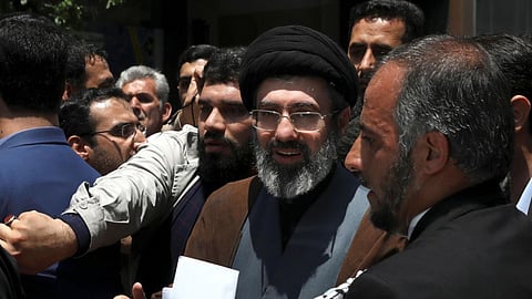 Mojtaba Khamenei, centre, then a senior cleric and adviser to Iran’s leadership, attends the annual Quds  rally in Tehran, Iran, in May 2019. He has since emerged as Iran’s supreme leader
