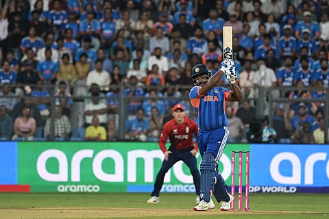 Sanju Samson during his marauding knock on Thursday