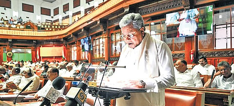 Chief Minister Siddaramaiah presents his 17th budget at Vidhana Soudha in Bengaluru on Friday