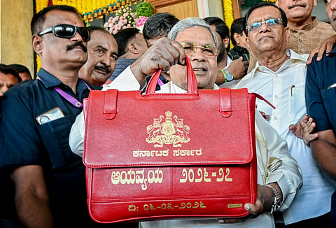 Karnataka Chief Minister Siddaramaiah, who also holds the Finance portfolio, arrives to present the state Budget for the financial year 2026-27, at Vidhana Soudha, in Bengaluru, Friday, March 6, 2026. 