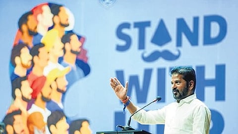 Revanth Reddy during the launch of  ’Stand With Her’ campaign. 