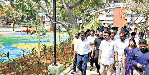 CM MK Stalin takes a tour of the Murasoli Maran Park on Sunday 