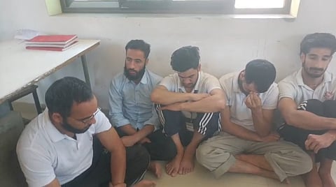 The detained Kashmiri students of Mewar University.  