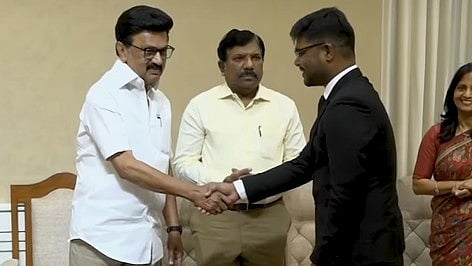 N Venkatesh Prabhu receiving the DFO Award from Chief Minister MK Stalin on Tuesday March 10, 2026.
