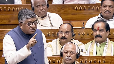  BJP MP Ravi Shankar Prasad speaks in the Lok Sabha during the second part of Budget session of Parliament, in New Delhi, Wednesday, March 11, 2026.