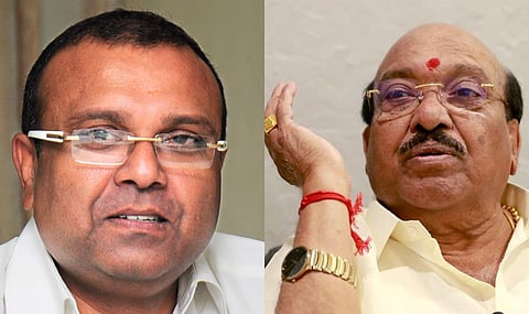 Thushar Vellappally (L) and  Vellappally Nadesan.