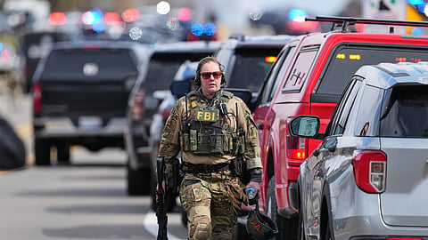 Law enforcement respond to a call at Temple Israel synagogue Thursday, March 12, 2026, in West Bloomfield Township, Mich. 