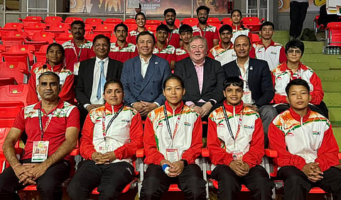 The Indian Futures Cup contingent with BFI president Ajay Singh, WB chief Gennadiy Golovkin in Bangkok