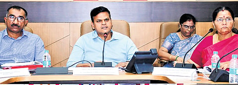 Corporation Commissioner J Kumaragurubaran chairing the meeting 