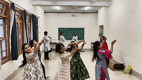 Shovana Narayan guiding the troupe during rehearsals 