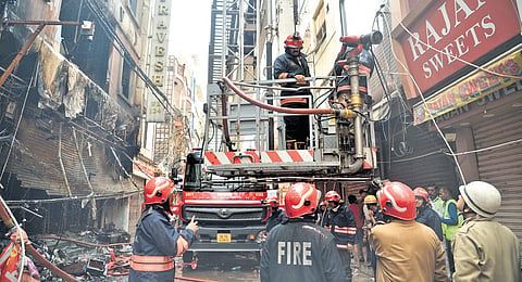 Nine people, including three children, were killed after a fire broke out in a residential building in southwest Delhis Ram Chowk at Palam area on Wednesday morning, 