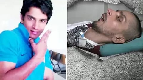 Harish, originally from Delhi, fell from the fourth floor of his hostel in 2013. The accident left him paralysed and in a coma.