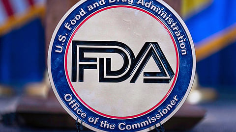The Food and Drug Administration seal is seen at the Hubert Humphrey Building Auditorium in Washington, April 22, 2025.