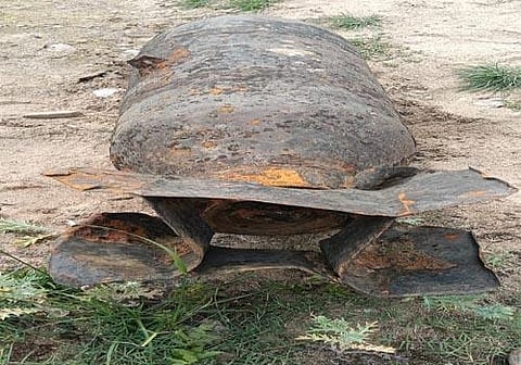 The bomb, which appeared like a gas cylinder, was unearthed  when the locals were excavating sand on the Panipada-Nagudsai stretch under Baharagora police station area. 