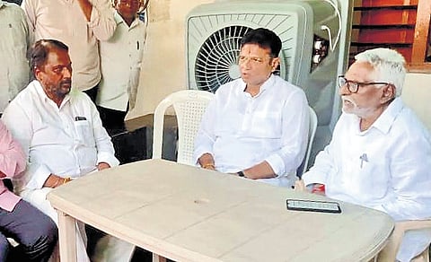 T Jeevan Reddy was on Saturday seen in the company of BRS leaders during Eid festivities in Jagtial.  