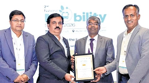 Manjunatha KV, Controller of Stores & Purchases, and M Jagadish, Works Manager, received the awards. 
