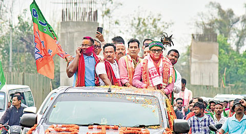 BJP candidate from Boko-Chaygaon Raju Mech during a rally for the Assam Assembly elections in Kamrup | PTI