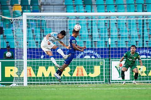 Action from the match between Chennaiyin FC & FC Goa in Chennai on Sunday
