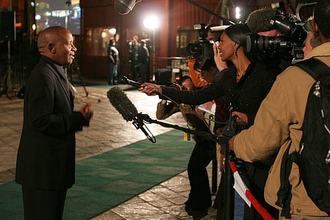  Lebohang "Lebo M" Morake arrives for the official opening of the local production of the Lion King in Johannesburg on June 6, 2007