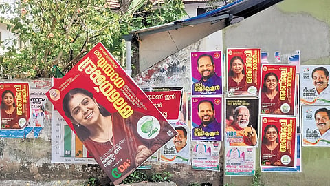 Hoarding and posters of candidates in Tripunithura
