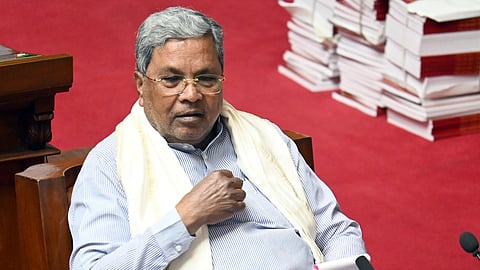 Chief Minister Siddaramaiah during the  last day of Budget session at Vidhana Soudha in Bengalurur on Thursday.
