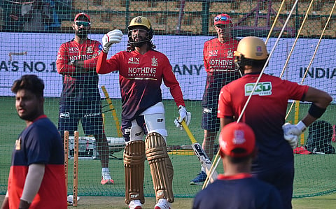 RCB captain Rajat Patidar during nets session on Friday