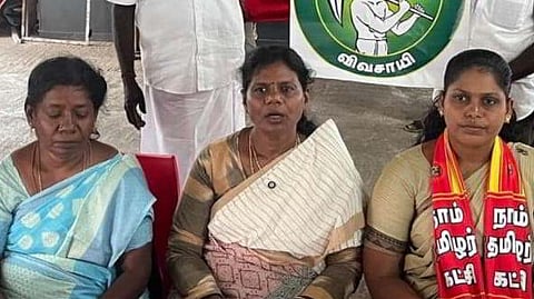 Kalaiselvi, (center) wife of late Valparai AIADMK MLA Amul Kandasamy, has joined the Naam Tamilar Katchi (NTK). 