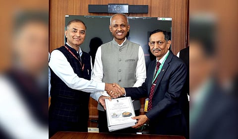 Senior officials of the Ministry of Defence and BEL ink the mountain radar deal for the Indian Air Force in New Delhi on Tuesday.