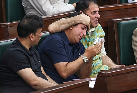 MLA Bashir Veeri during the Budget session of the Jammu and Kashmir Assembly, in Jammu, Wednesday, April 1, 2026. 