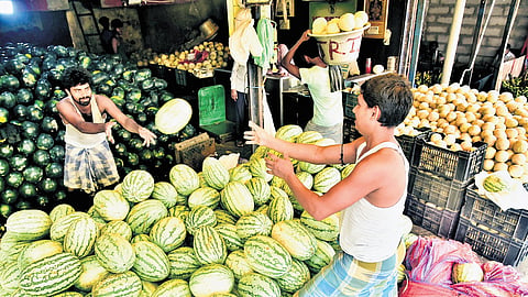 Watermelons have started to flood the Koyambedu market in Chennai.