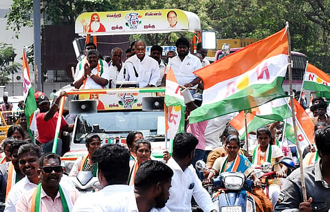 Chief Minister N Rangasamy during the election campaign at Indiranagar in Puducherry.