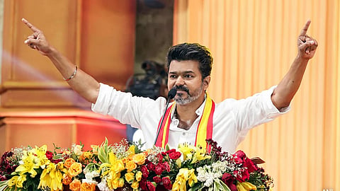 Actor-turned politician and Tamilaga Vettri Kazhagam (TVK) chief Vijay. 
