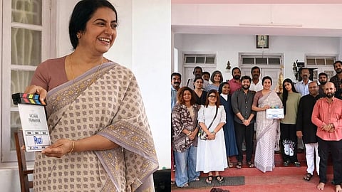 Suhasini Maniratnam (L), Pooja ceremony of Anchaam Pramaanam (R)