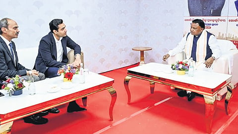CM Mohan Charan Majhi in an interaction with Karan Adani on Wednesday