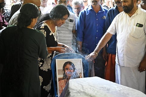 Sreenandas mother Rohini pays her last respects to her 