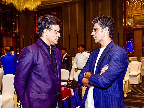 CAB President Sourav Gangul with Divyanshu Singh, CEO, JSW Sports at the launch event of season three