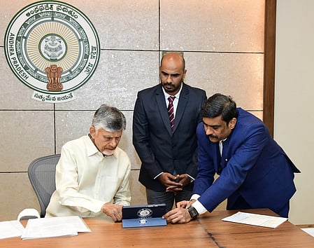 CM Nara Chandrababu Naidu does census self enumeration.